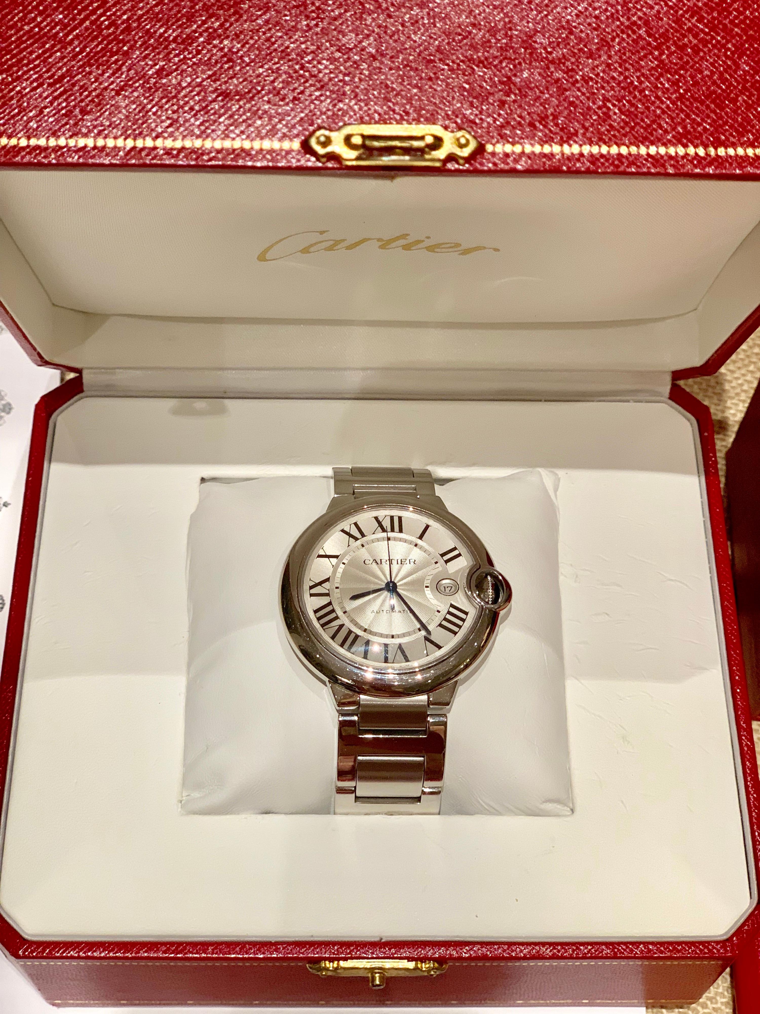 Women's or Men's Cartier Ballon Bleu Guilloché Silver Dial Men's Watch