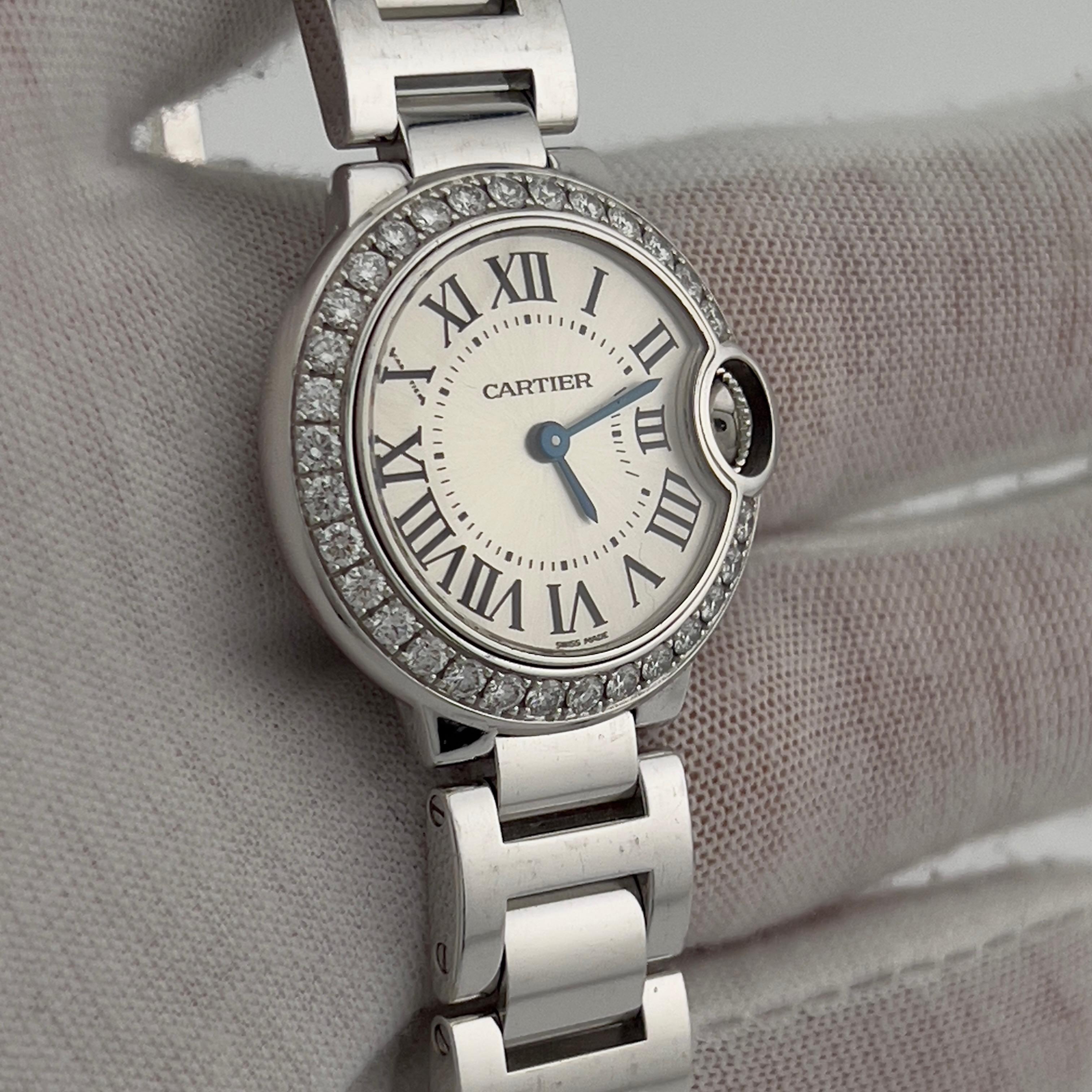 Cartier Ballon Bleu Ladies 3008 WE900323 Diamond Bezel 18K White Gold Box For Sale 4