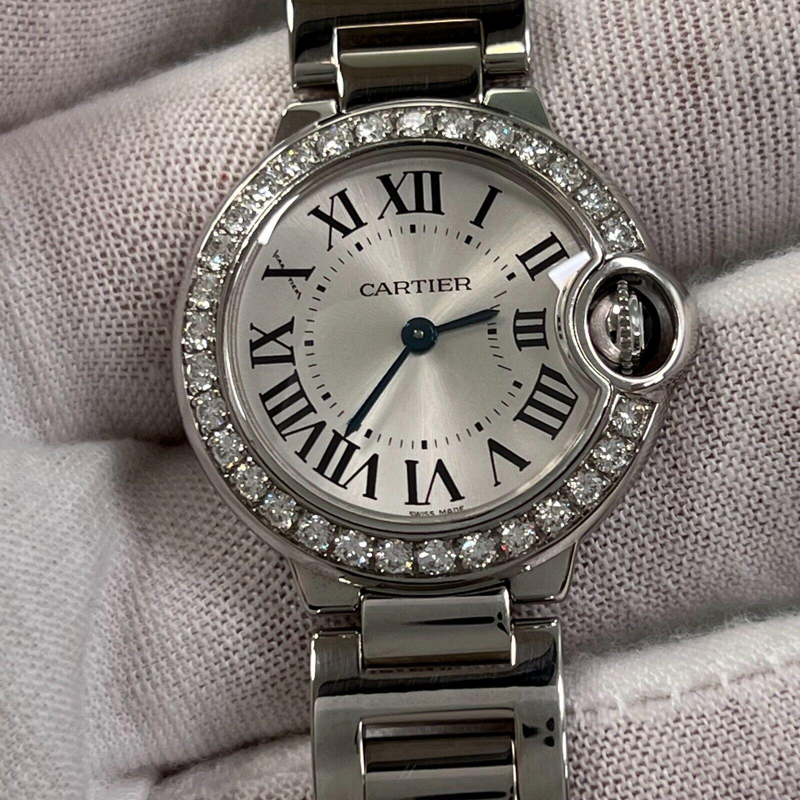 Cartier Ballon Bleu Ladies 3008 WE900323 Diamond Bezel 18K White Gold Box Papers 6