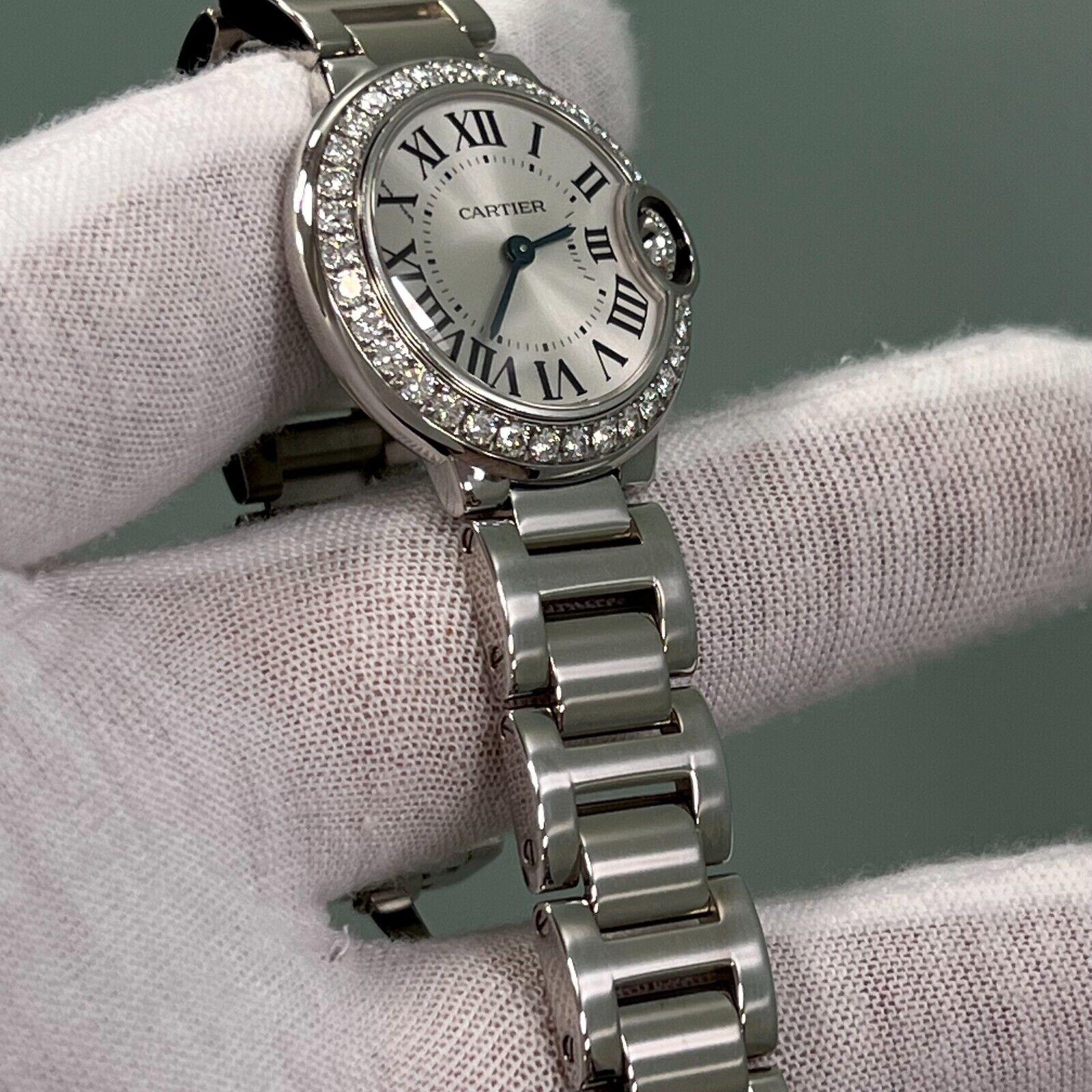 Cartier Ballon Bleu Ladies 3008 WE900323 Diamond Bezel 18K White Gold Box Papers 8