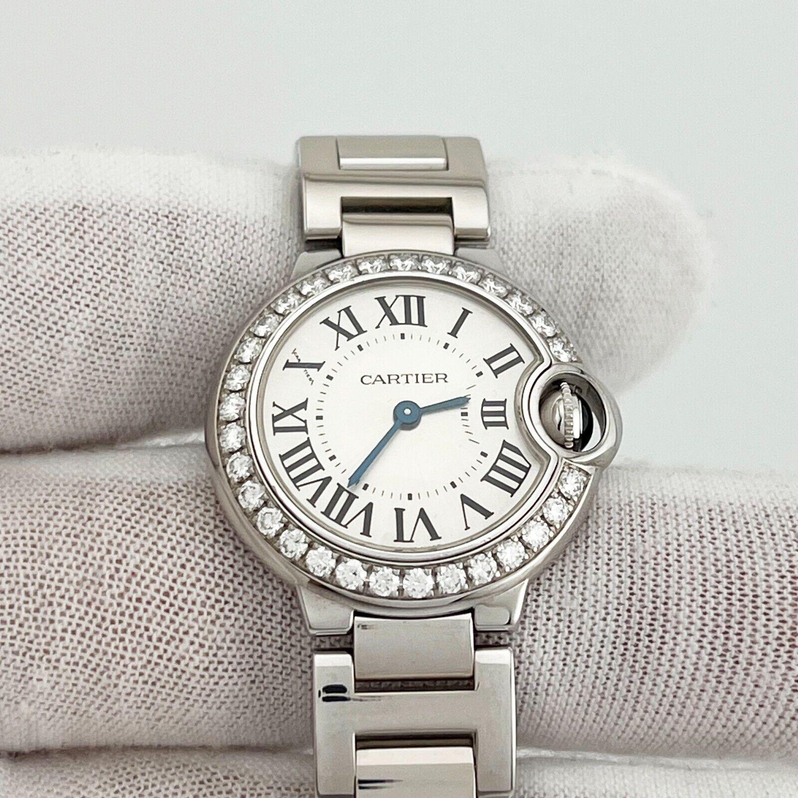 Cartier Ballon Bleu Ladies 3008 WE900323 Diamond Bezel 18K White Gold Box Papers 1