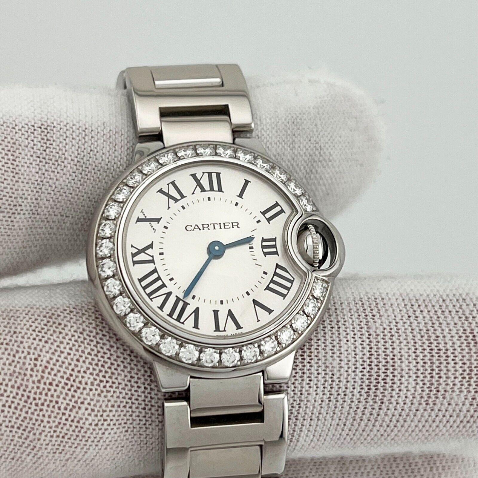 Cartier Ballon Bleu Ladies 3008 WE900323 Diamond Bezel 18K White Gold Box Papers 2