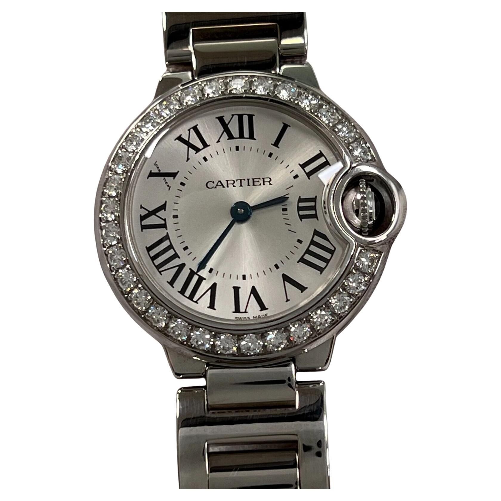 Cartier Ballon Bleu Ladies 3008 WE900323 Diamond Bezel 18K White Gold Box Papers