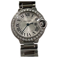Cartier Ballon Bleu Ladies 3008 WE900323 Diamond Bezel 18K White Gold Box Papers
