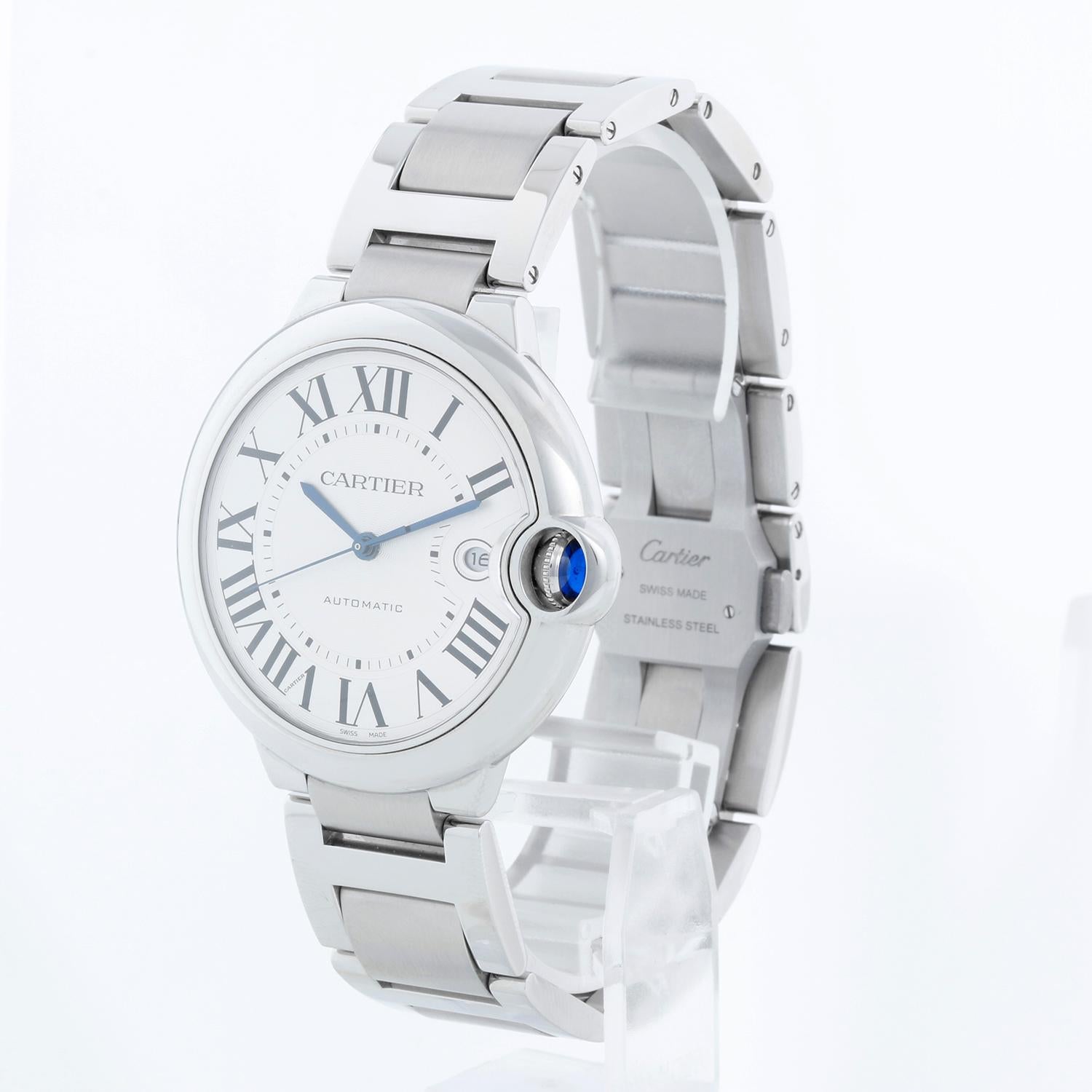 Cartier Ballon Bleu Men's 42mm Stainless Steel Automatic W69012Z4 3765 In Excellent Condition For Sale In Dallas, TX