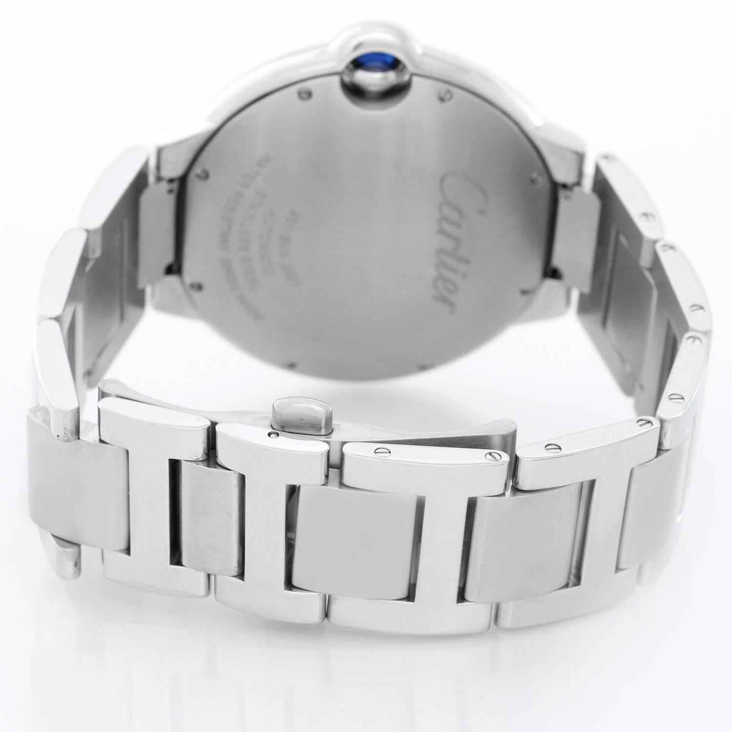 Cartier Stainless Steel Ballon Bleu Automatic Wristwatch Ref W69012Z4 In Excellent Condition In Dallas, TX