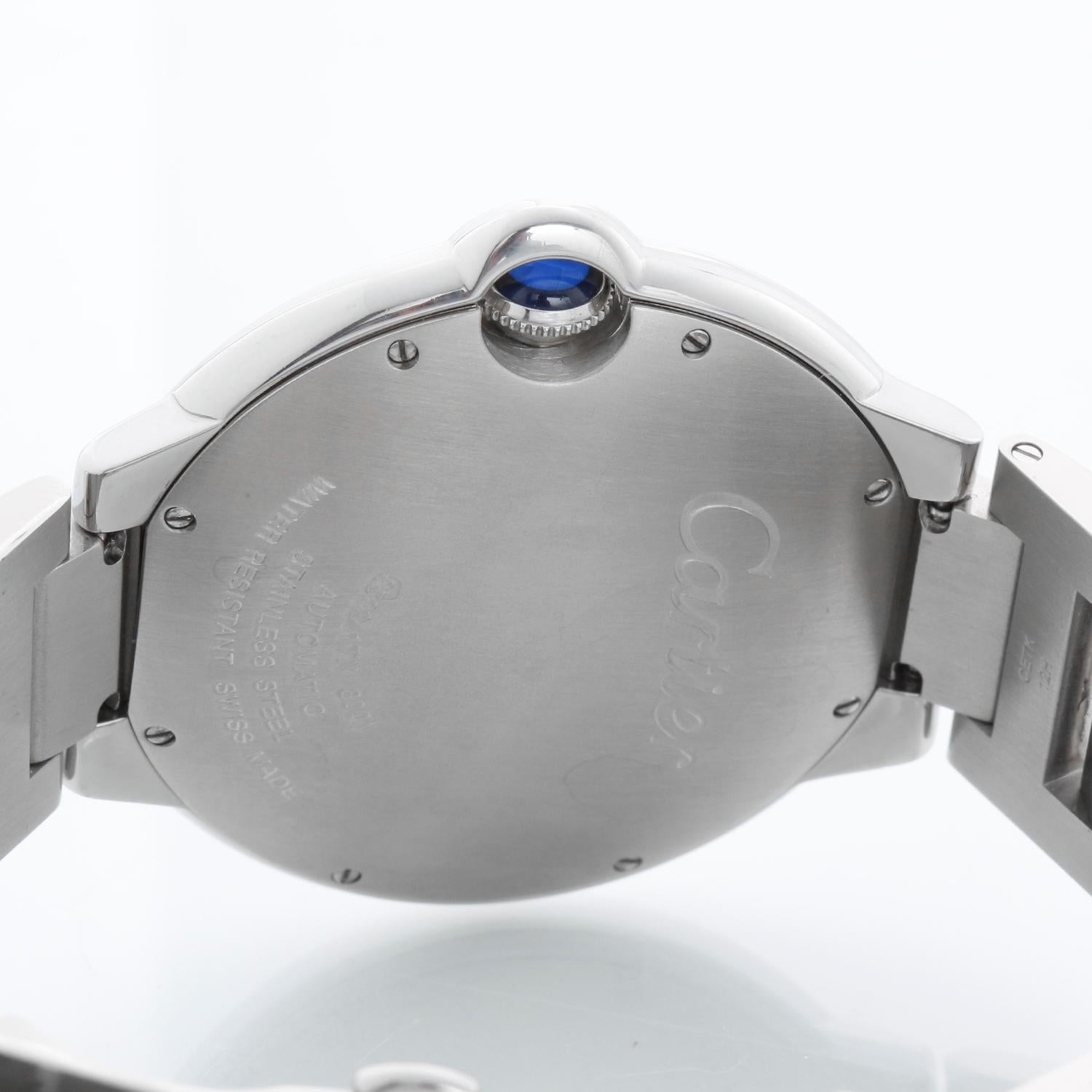 Montre automatique en acier inoxydable 42 mm pour hommes Cartier Ballon Bleu W69012Z4 en vente 1