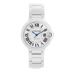 Cartier Ballon Bleu Midsize 18k White Gold & Diamond Watch WE9006Z3 3004