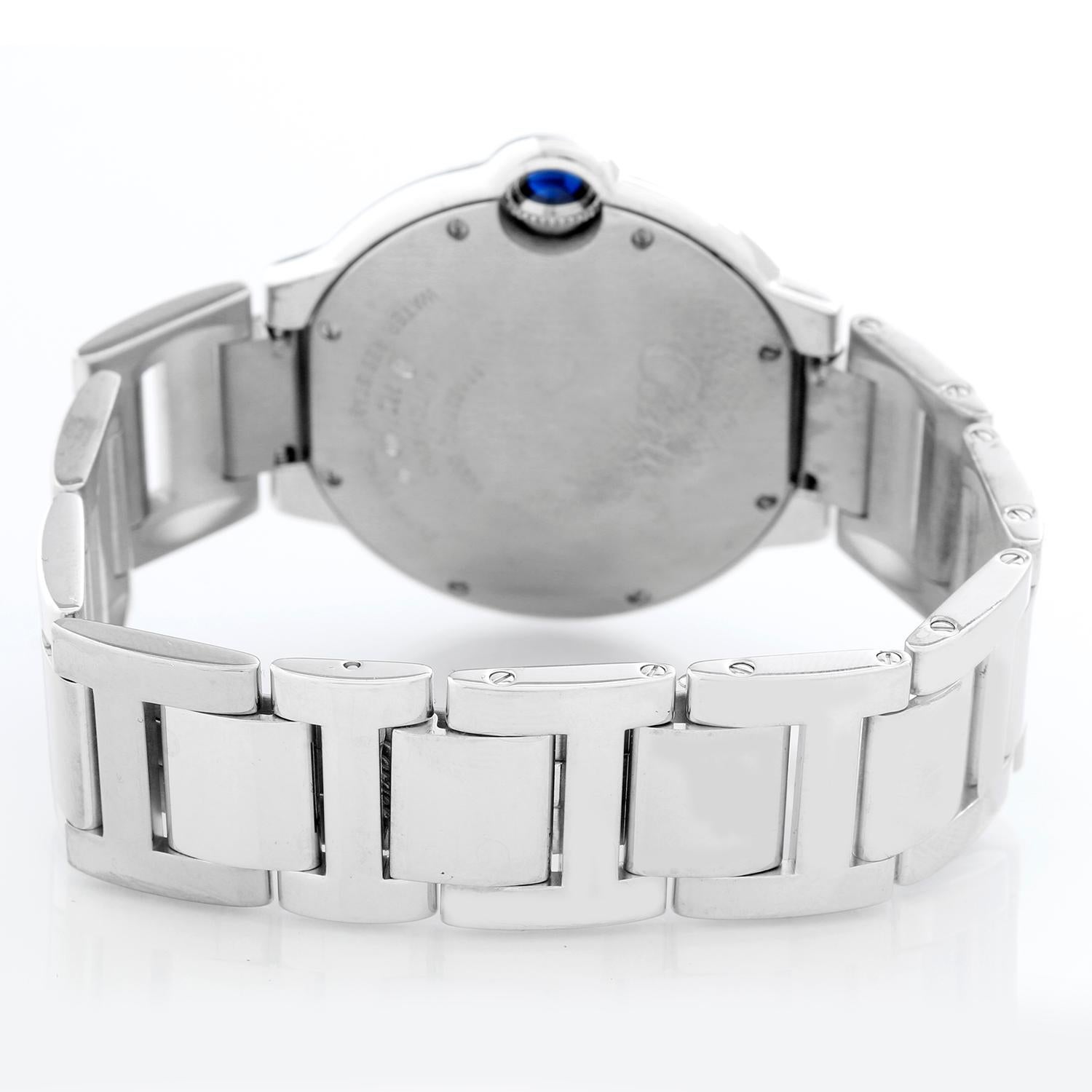 Cartier Ballon Bleu Midsize 18 Karat White Gold and Diamond Watch WE9006Z3 In Excellent Condition In Dallas, TX