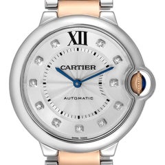 Cartier Ballon Bleu Midsize 36 Steel Rose Gold Diamond Ladies Watch W3BB0018