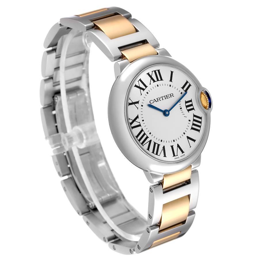 Cartier Ballon Bleu Steel Yellow Gold Watch W69008Z3 Box Papers In Excellent Condition For Sale In Atlanta, GA