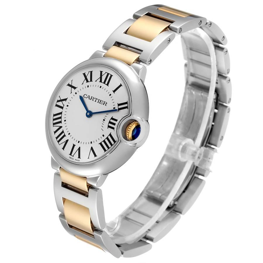 Women's or Men's Cartier Ballon Bleu Steel Yellow Gold Watch W69008Z3 Box Papers For Sale