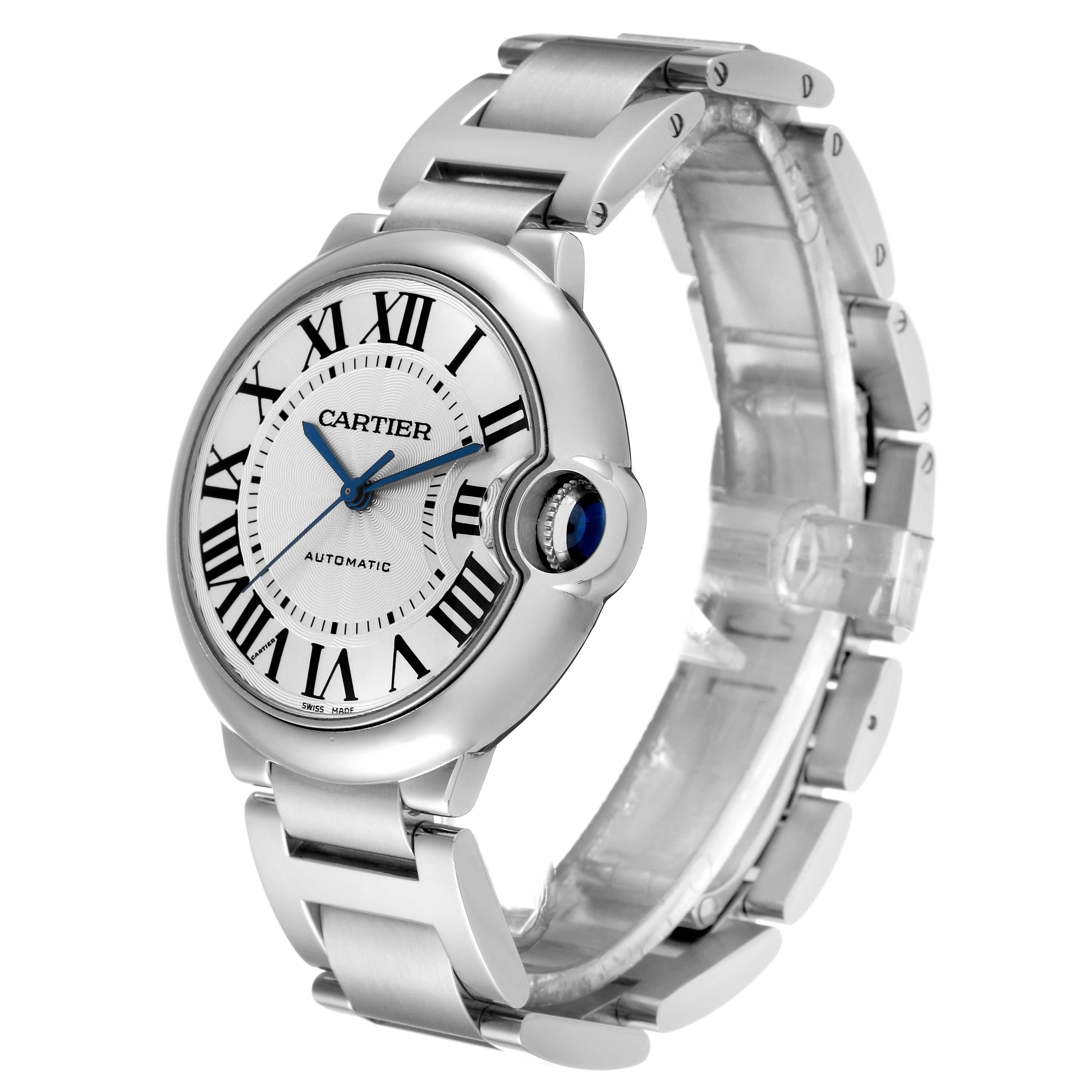 Cartier Ballon Bleu Midsize Silver Dial Steel Ladies Watch W6920046 In Excellent Condition In Atlanta, GA