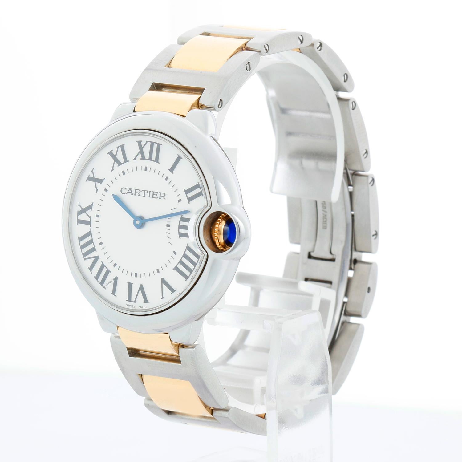 Cartier Ballon Bleu Midsize Stainless Steel & Yellow Gold Watch W69008Z3 3005 In Excellent Condition For Sale In Dallas, TX