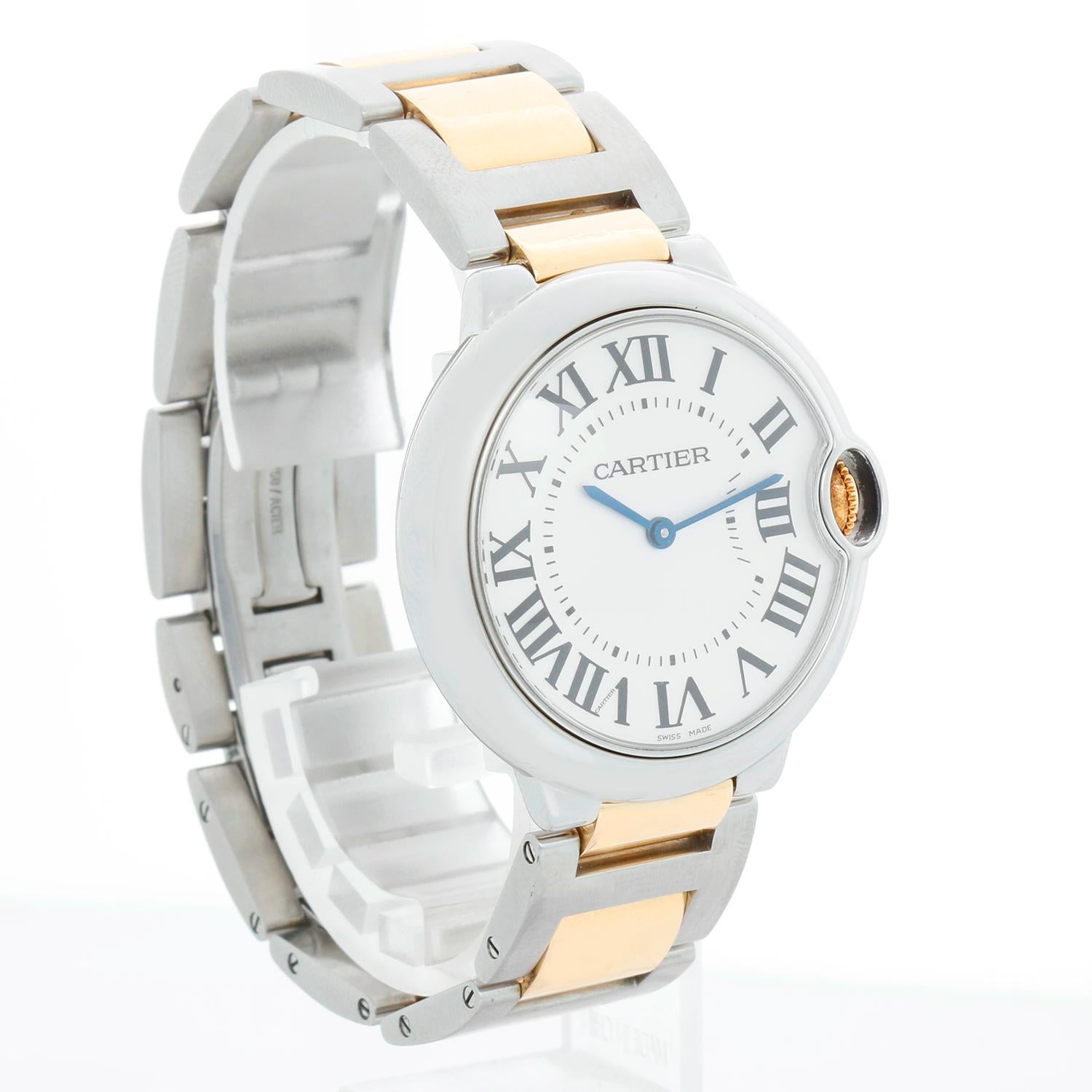 Women's or Men's Cartier Ballon Bleu Midsize Stainless Steel & Yellow Gold Watch W69008Z3 3005 For Sale