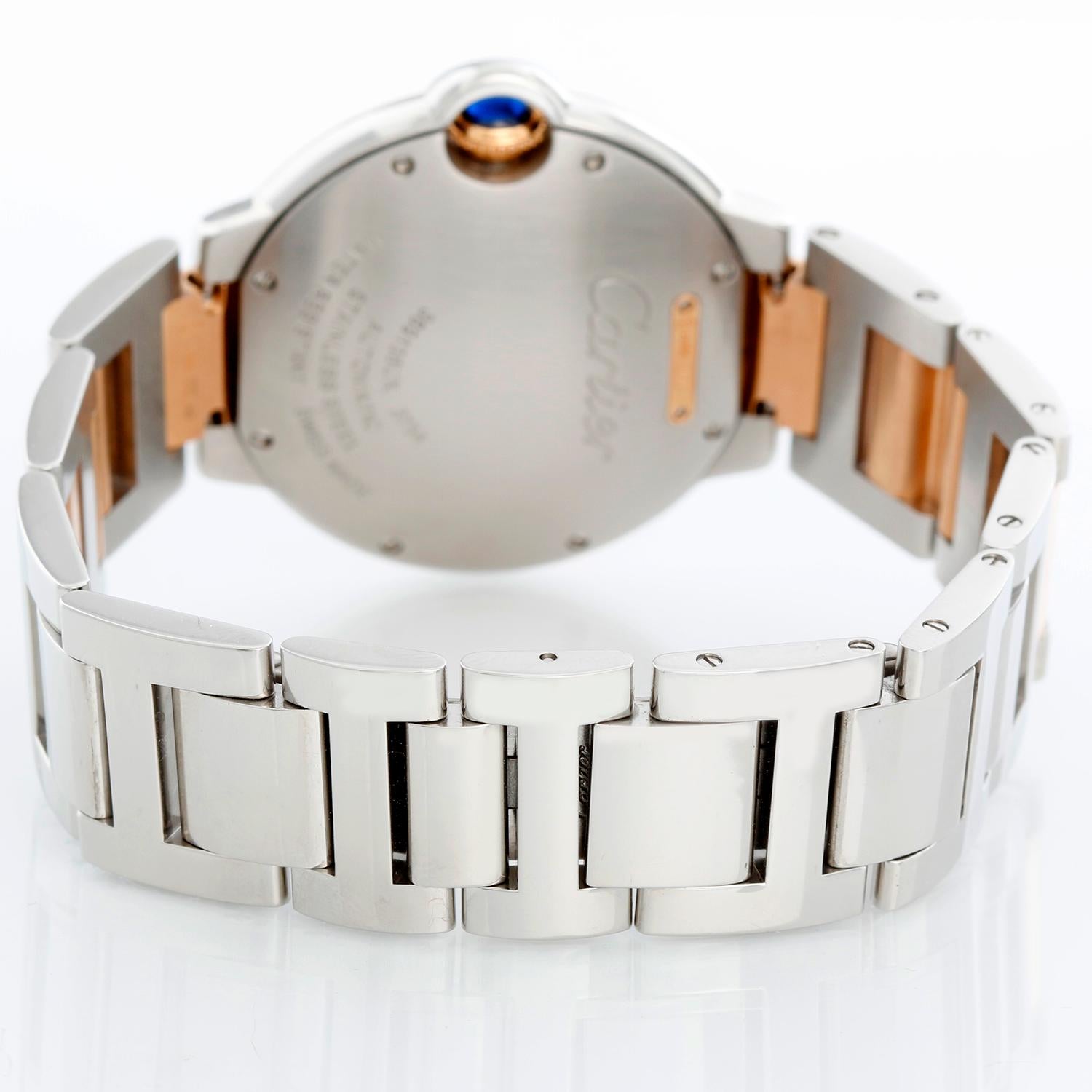 Cartier Ballon Bleu Midsize Steel & Rose Gold Watch WE902078 3754 In Excellent Condition In Dallas, TX