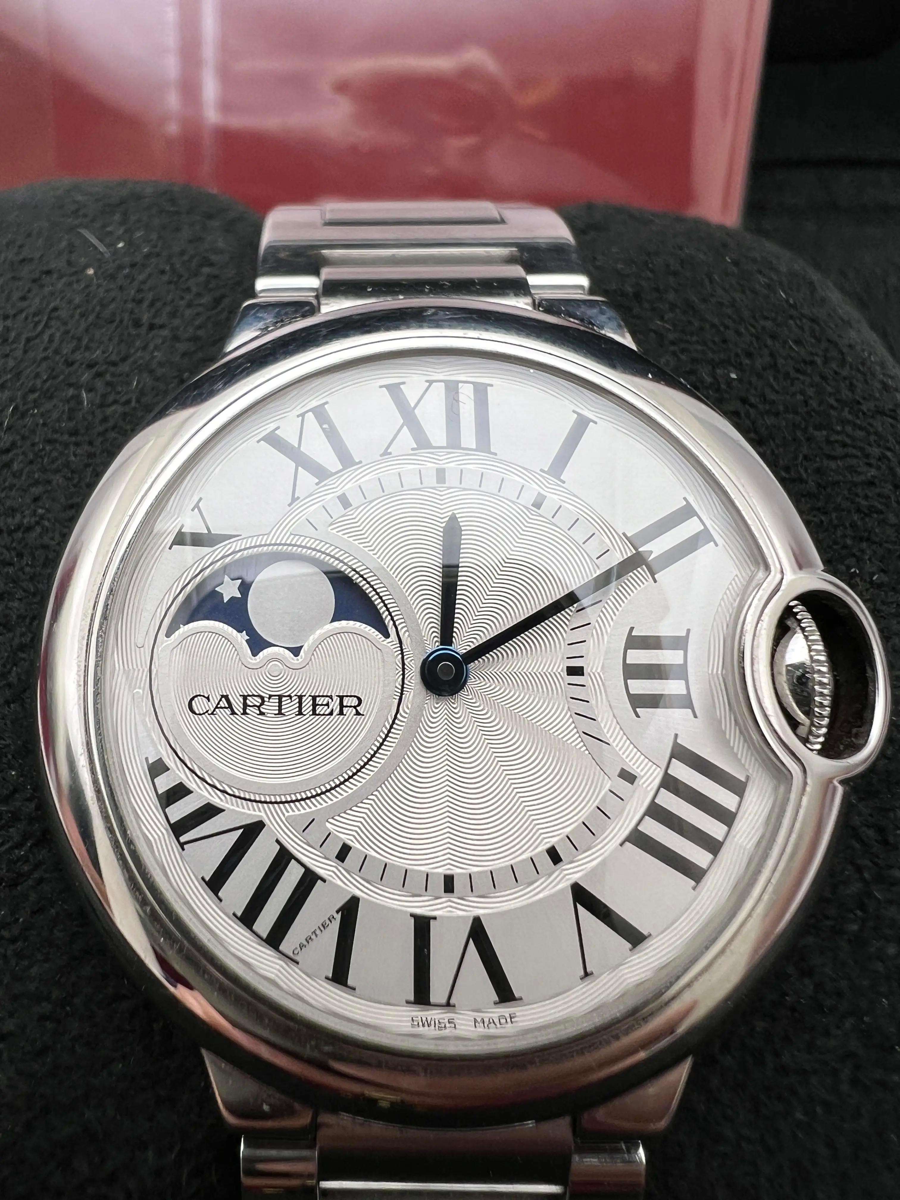 Cartier Ballon Bleu Moonphase 37mm Automatic Watch Box Papers WSBB0021 For Sale 5