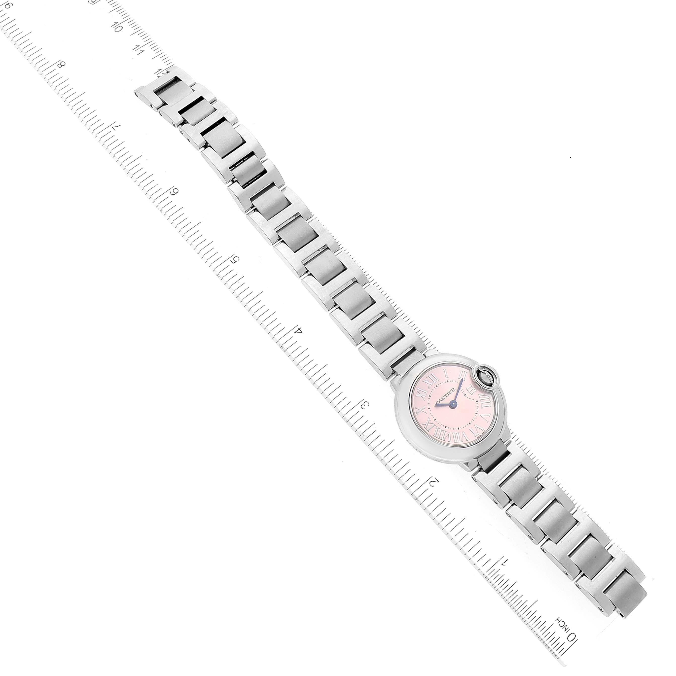 Cartier Ballon Bleu Rosa Zifferblatt 28mm Stahl Damenuhr W6920038 Box Papiere 5