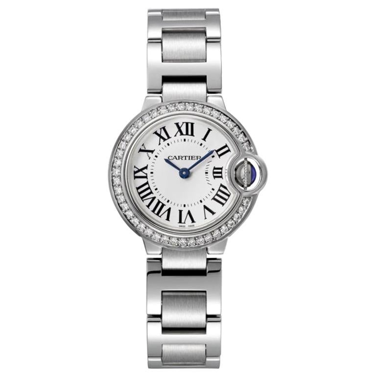 Cartier Ballon Bleu Quartz Movement Steel and Diamond Ladies Watch W4BB0015