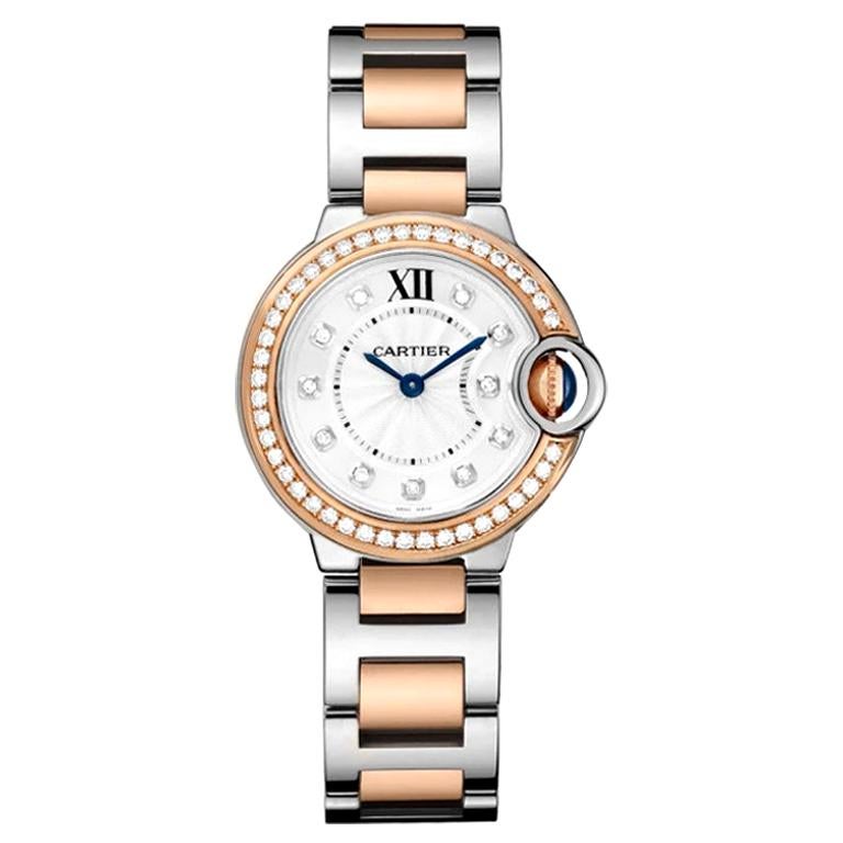 Cartier Ballon Bleu Quartz Pink Gold Steel and Diamond Watch W3BB0009