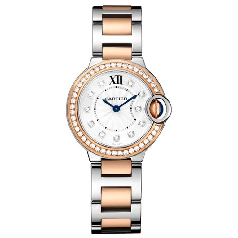 Cartier Ballon Bleu Quartz Pink Gold Steel and Diamond Watch W3BB0025