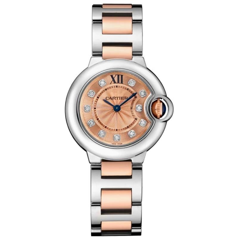 Cartier Ballon Bleu Quartz Pink Gold Steel and Diamond Watch WE902052