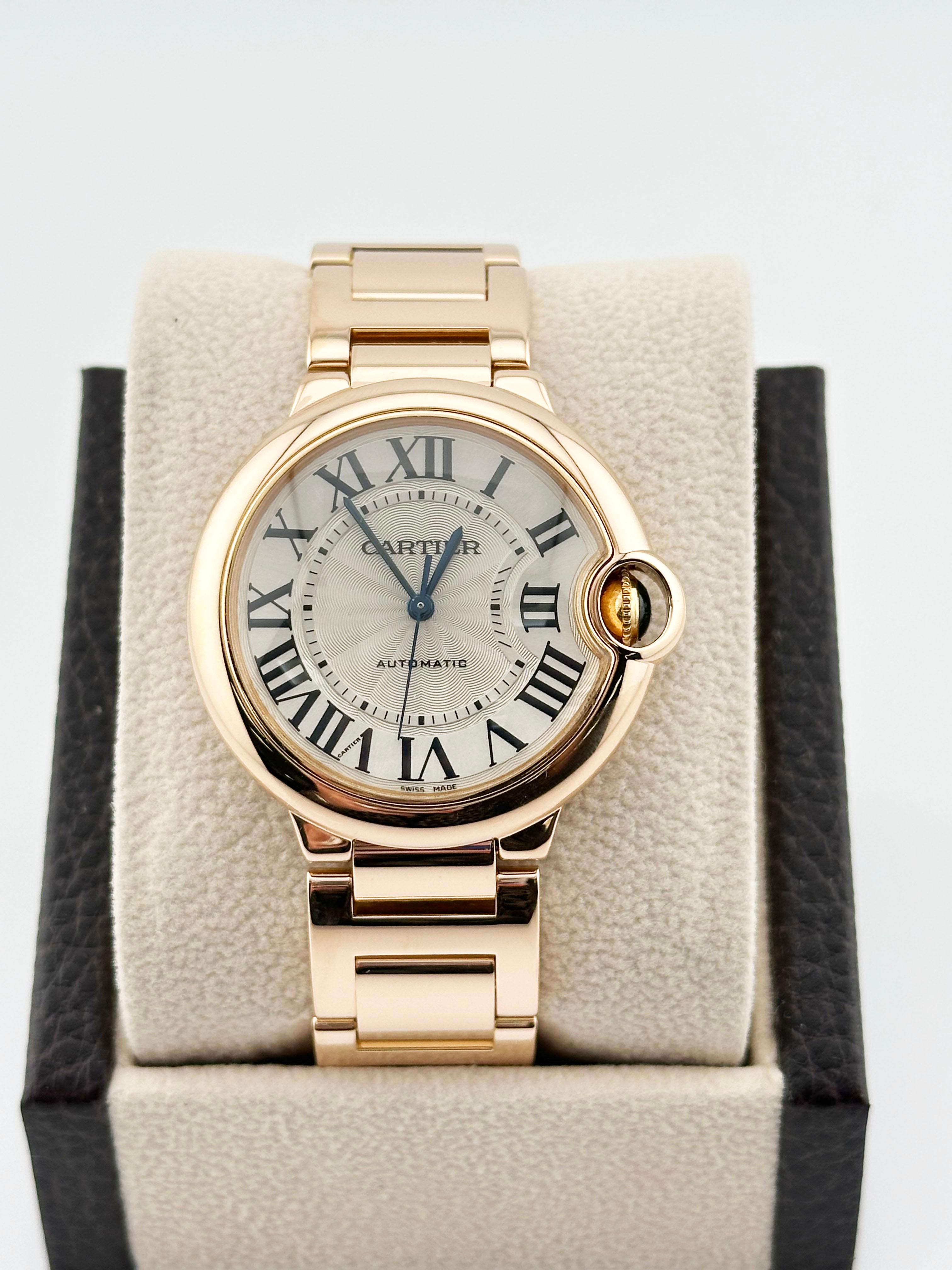 Men's Cartier Ballon Bleu Ref 3003 18K Rose Gold 36mm For Sale