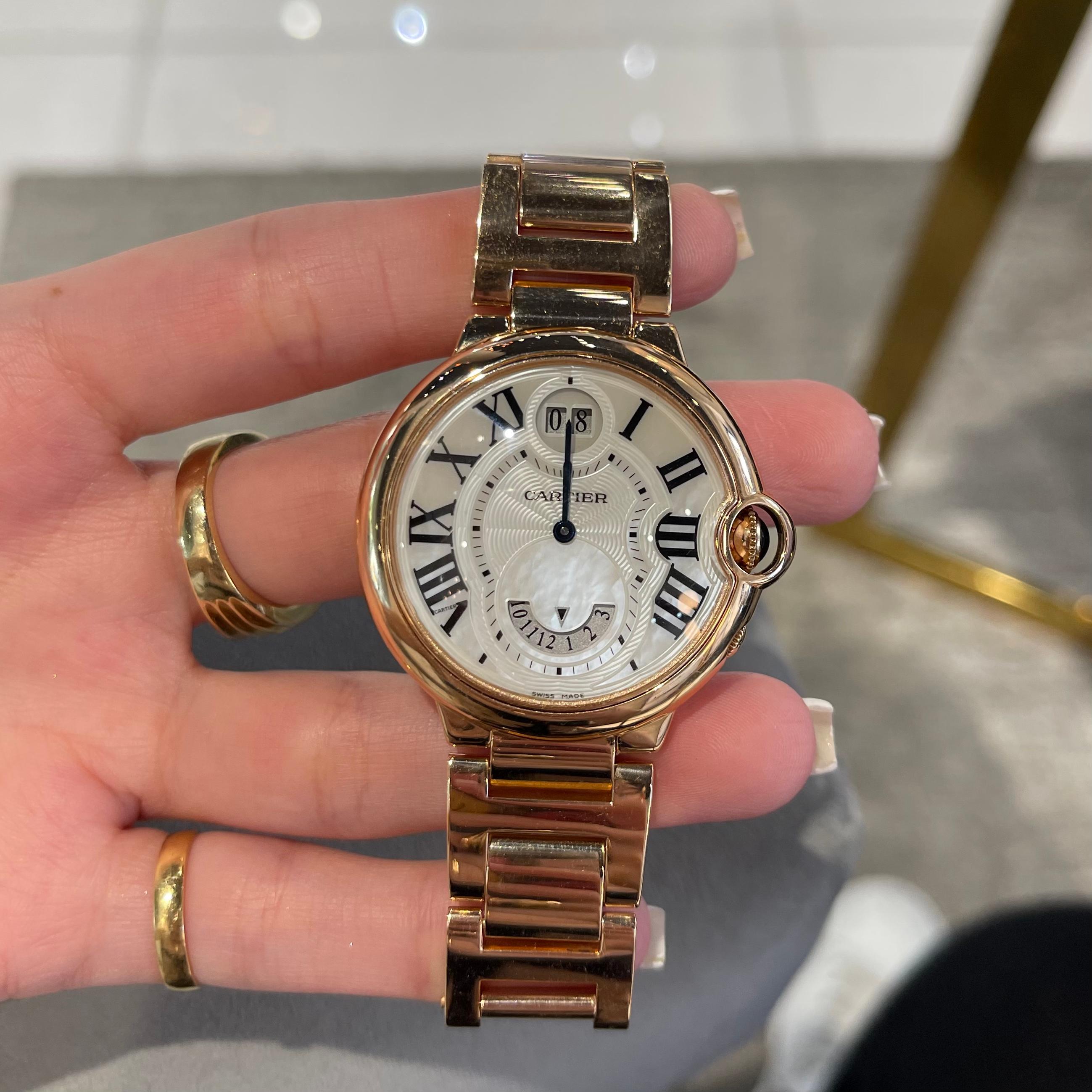 Cartier Ballon Bleu Ref: 3220 Rose Gold Watch, W6920035 In Good Condition For Sale In Miami, FL