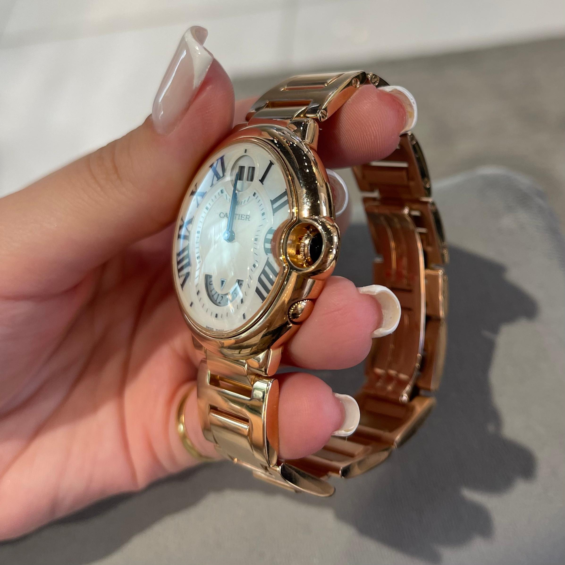 Women's or Men's Cartier Ballon Bleu Ref: 3220 Rose Gold Watch, W6920035 For Sale