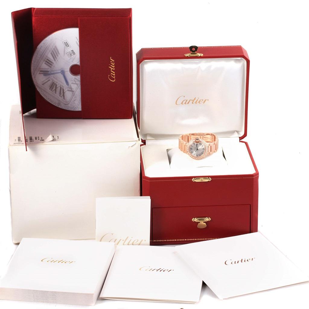 Cartier Ballon Bleu Rose Gold Diamond Ladies Watch WE9002Z3 Box Papers For Sale 6