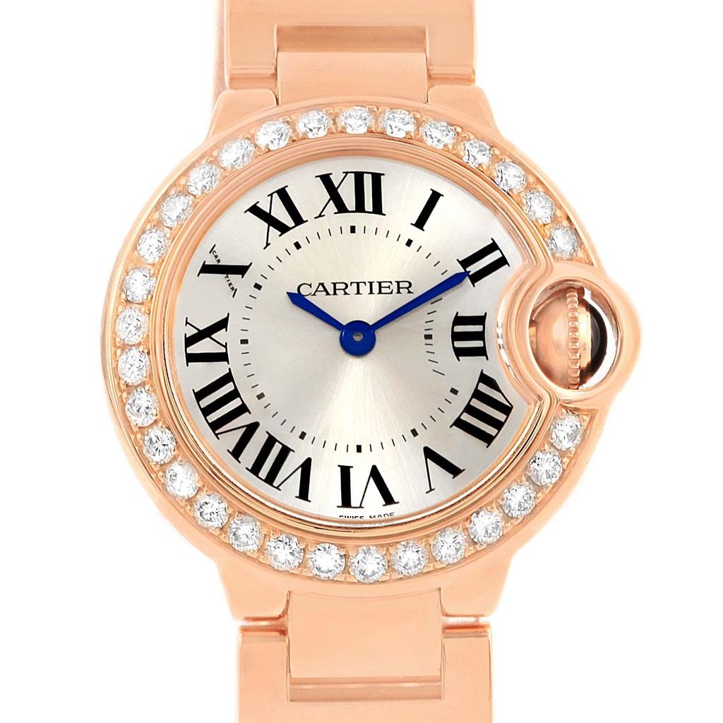 Cartier Ballon Bleu Rose Gold Diamond Ladies Watch WE9002Z3 Box Papers For Sale 2