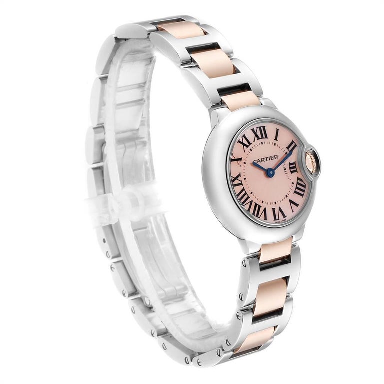 Cartier Ballon Bleu Rose Gold Steel Mop Ladies Watch W6920034 Box Papers For Sale At 1stdibs