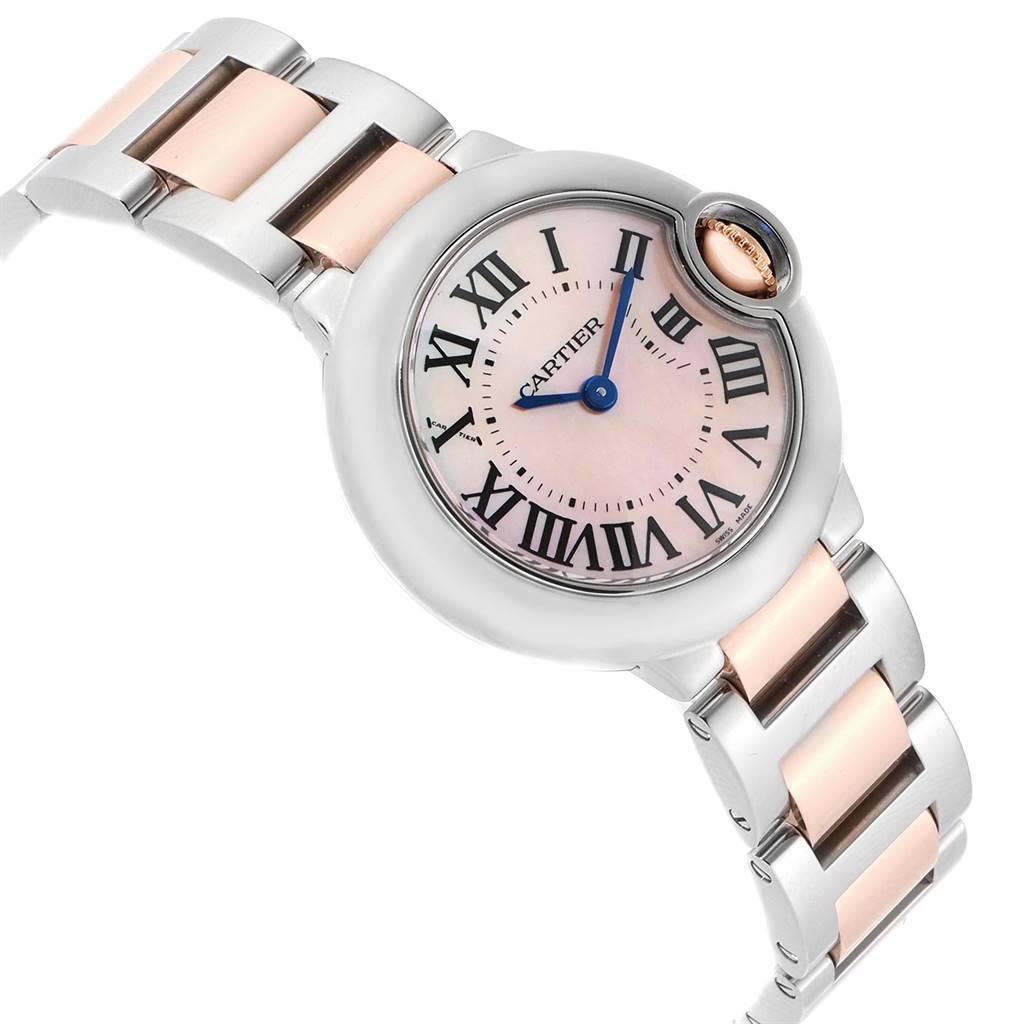 Cartier Ballon Bleu Rose Gold Steel Mother of Pearl Ladies Watch W6920034  For Sale at 1stDibs | cartier ballon bleu mother of pearl face