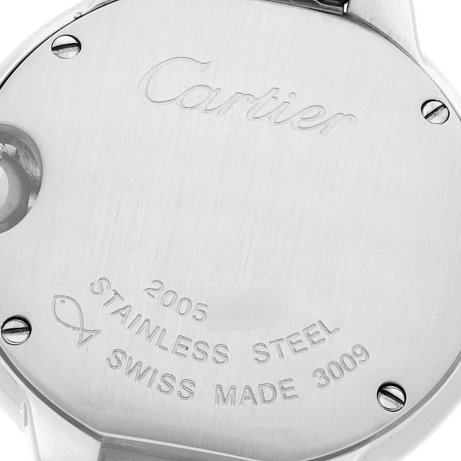 Cartier Ballon Bleu Silver Dial Quartz Steel Ladies Watch W69010Z4 Box Papers In Excellent Condition In Atlanta, GA