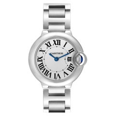 Cartier Ballon Bleu Silver Dial Quartz Steel Ladies Watch W69010Z4 Box Papers