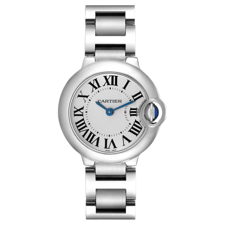 Cartier Ballon Bleu Silver Dial Quartz Steel Ladies Watch W69010Z4 Box Papers