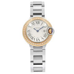Cartier Ballon Bleu Silver Dial Steel Rose Gold Automatic Ladies Watch WE902079
