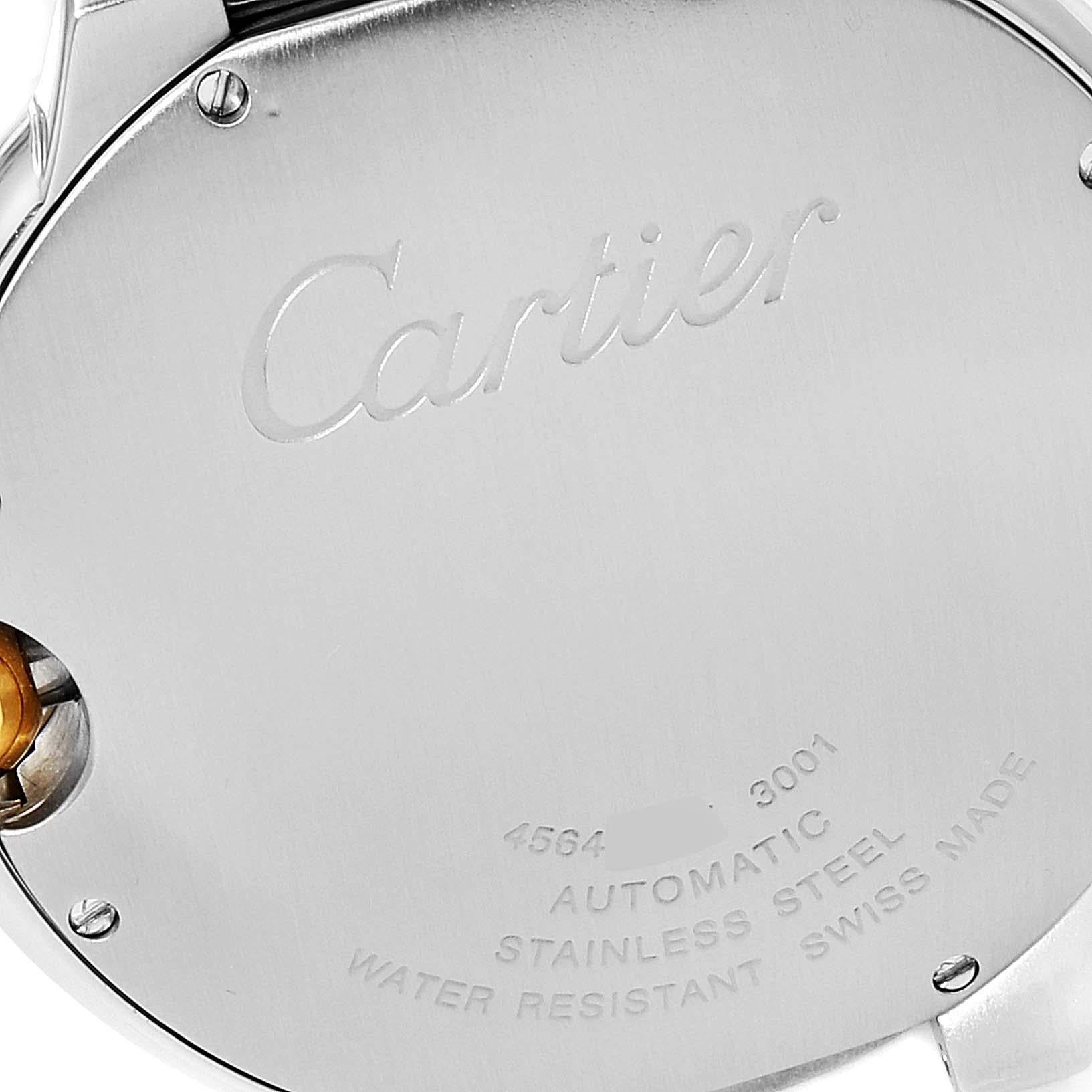 Cartier Ballon Bleu Silber Zifferblatt Stahl Gelbgold Herrenuhr W69009Z3 im Angebot 3