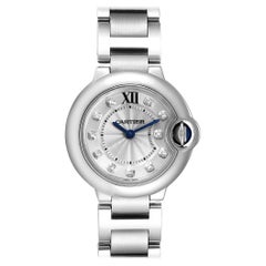 Cartier Ballon Bleu Silver Diamond Dial Steel Ladies Watch WE902073