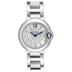 Cartier Ballon Bleu Silver Diamond Dial Steel Ladies Watch WE902073