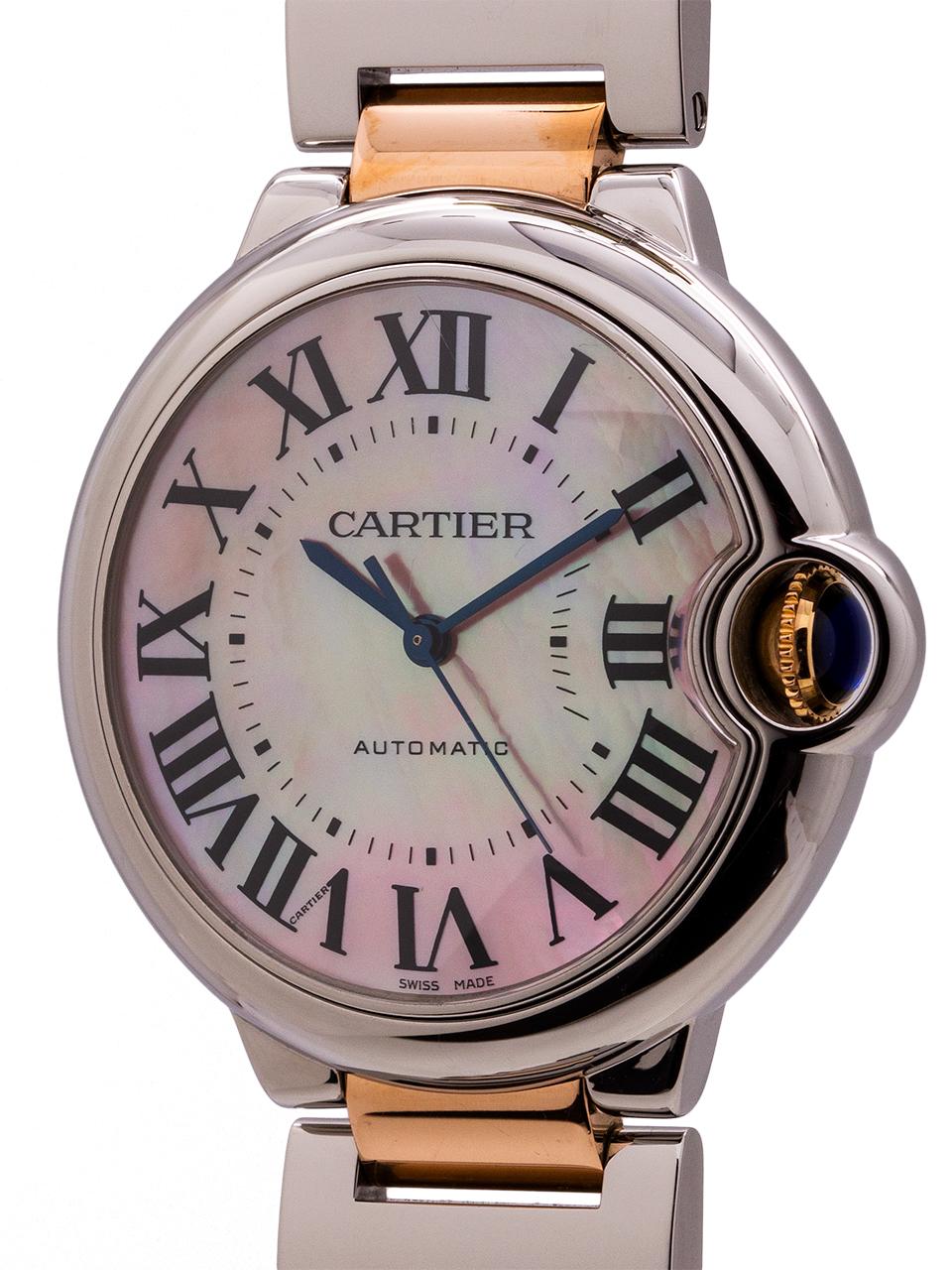 Cartier Ballon Bleu Stainless and Pink Gold Mother of Pearl, circa 2000s In Excellent Condition In West Hollywood, CA