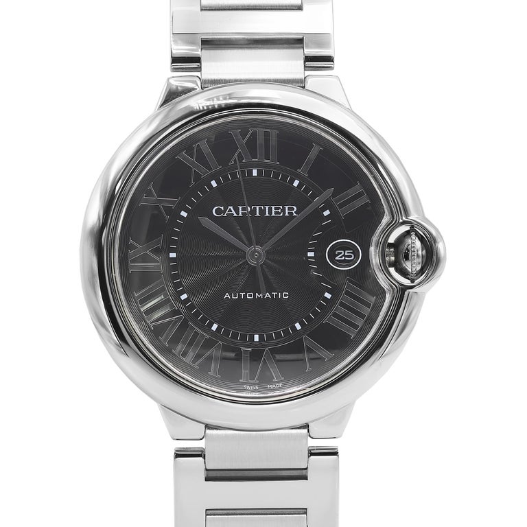 Cartier Ballon Bleu Stainless Steel Black Dial Automatic Men Watch