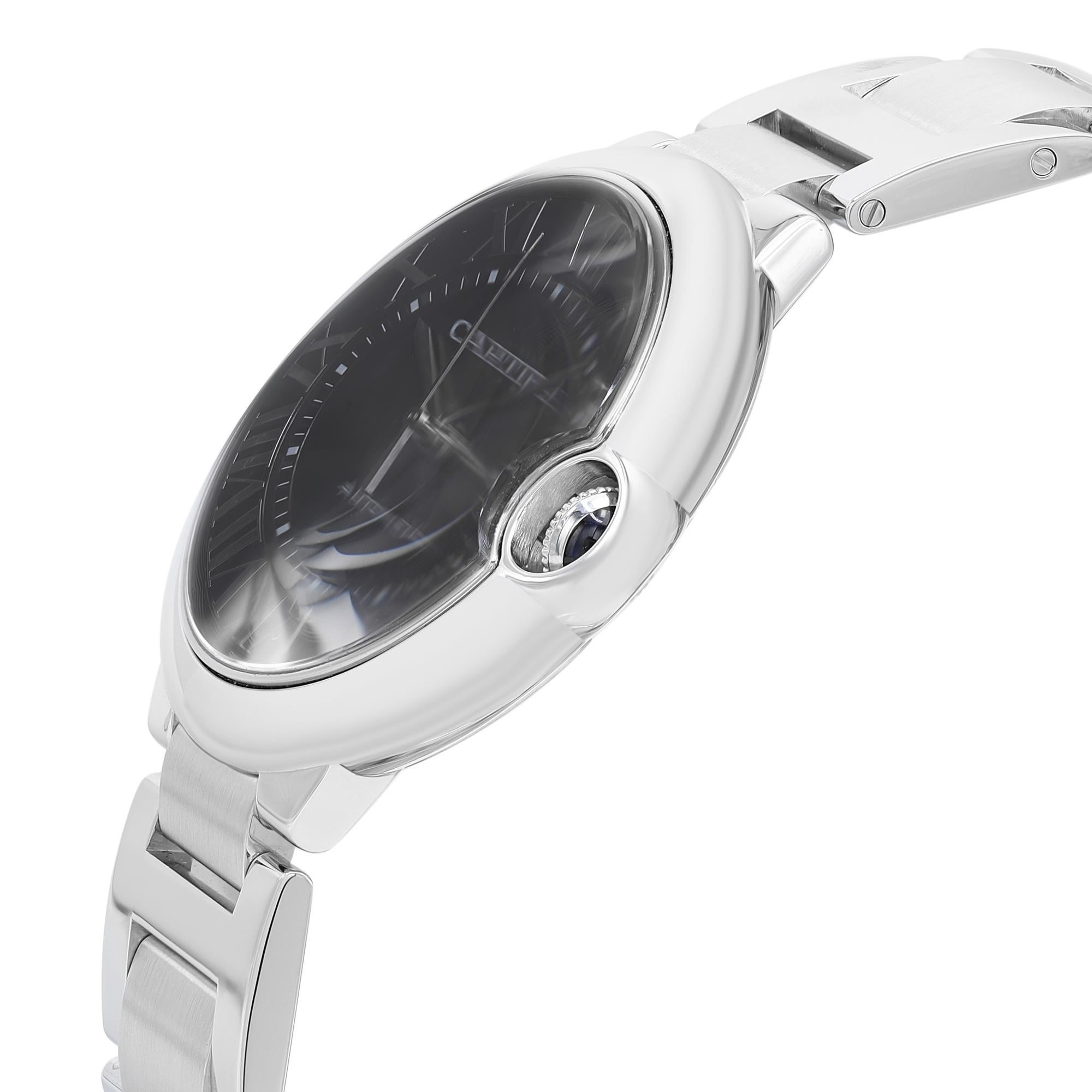 Cartier Ballon Bleu Acier inoxydable Cadran noir Montre automatique pour hommes W6920042 Excellent état - En vente à New York, NY