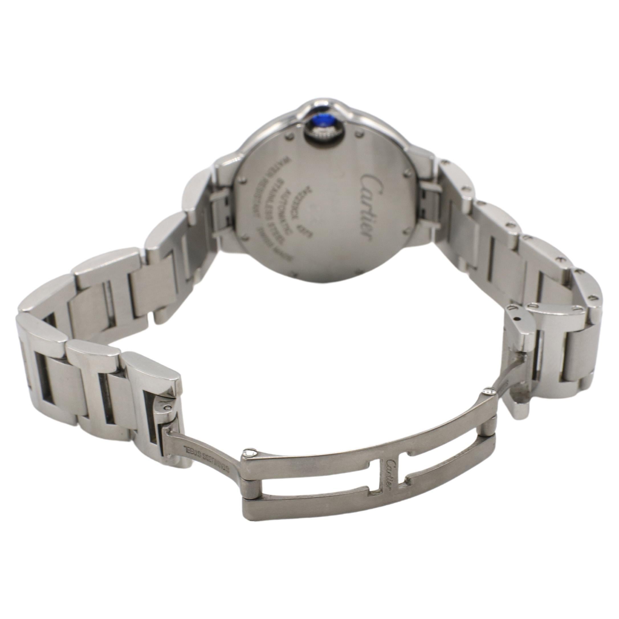Cartier Ballon Bleu Stainless Steel Automatic Blue Dial Ladies Watch WSBB0062 In Excellent Condition In  Baltimore, MD