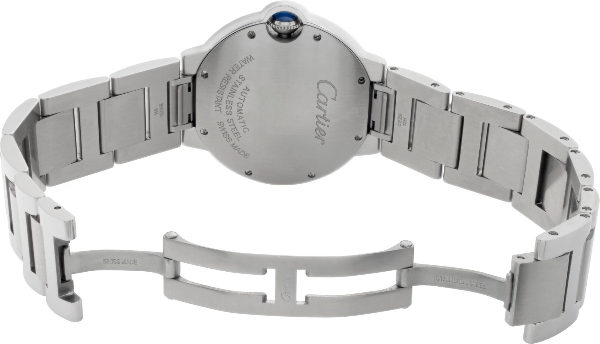 Women's Cartier Ballon Bleu Stainless Steel Automatic Wristwatch Factory Diamond Bezel For Sale