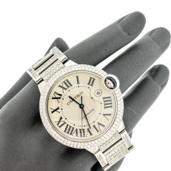 Cartier Ballon Bleu Stainless Steel Bust Down 42mm Watch AM Diamonds