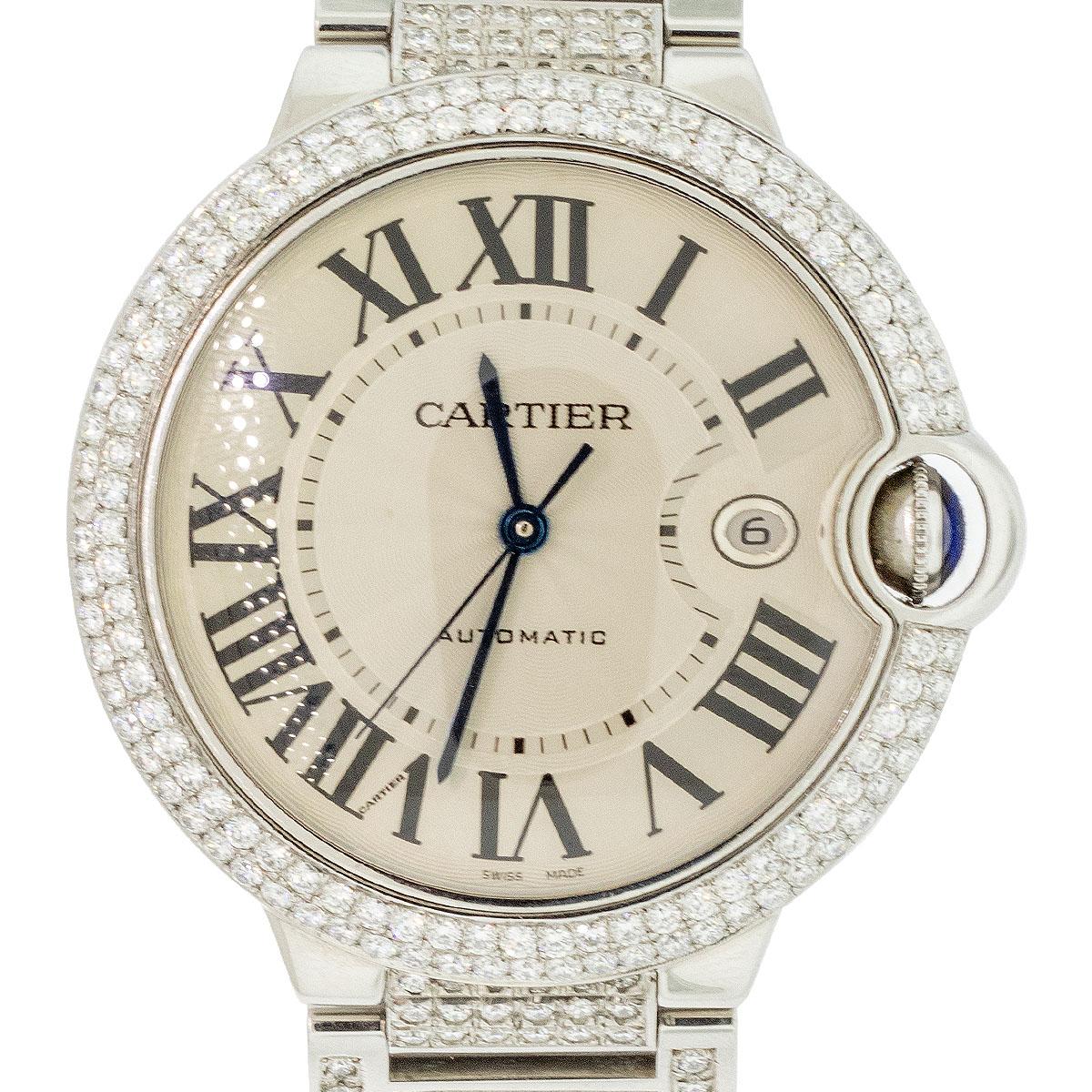 Cartier Ballon Bleu Edelstahl Bust Down 42mm Uhr AM Diamanten im Zustand „Hervorragend“ im Angebot in Boca Raton, FL