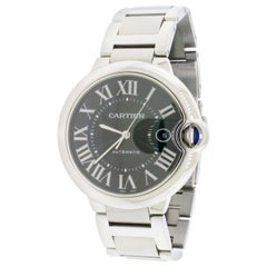 Cartier Ballon Bleu Stainless Steel Grey Roman Dial Automatic Men's Watch