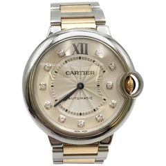 Cartier Ballon Bleu Stainless Steel Rose Gold Diamond Watch