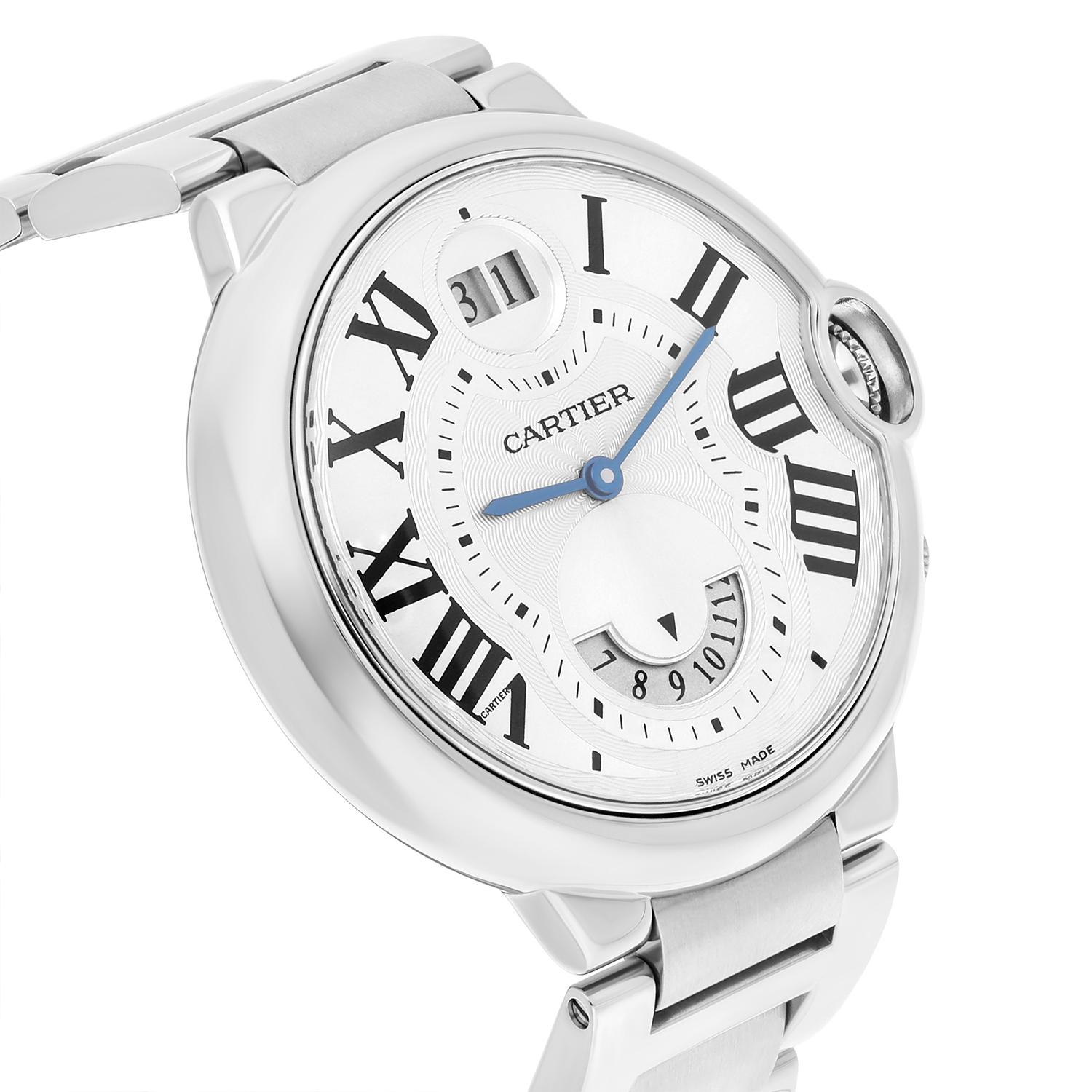 Cartier Ballon Bleu Stainless Steel Two Timezone Quartz Watch 38MM W6920011 For Sale 1